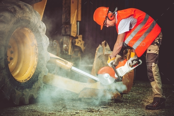 Construction Worker in Action - Stock Photo - Images