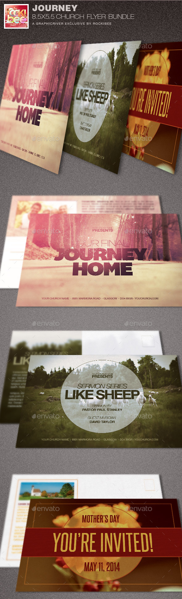 Journey Church Flyer Template Bundle - Church Flyers