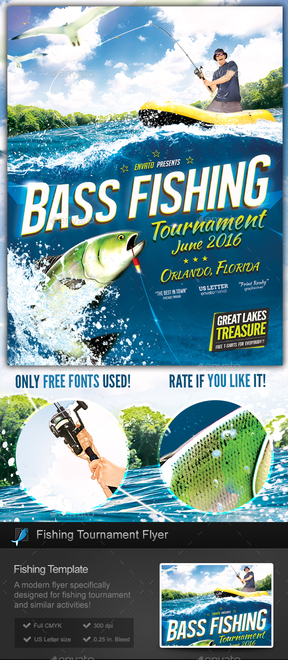 Fishing Tournament Flyer / Poster Template Throughout Fishing Tournament Flyer Template