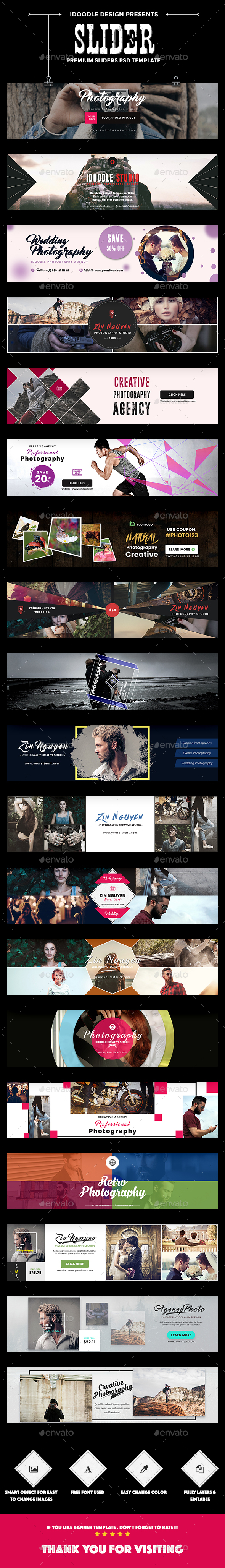 Photography Sliders - 19 PSD - Sliders & Features Web Elements