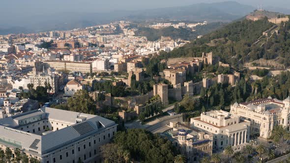 Aerial view of ancient Malaga fortress alt