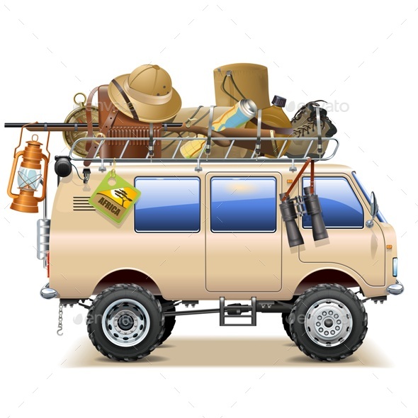 Travel Car with Safari Accessories - Travel Conceptual