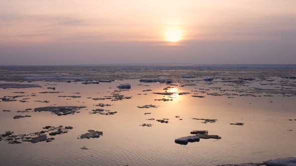  Sunset Ice Drift On The River