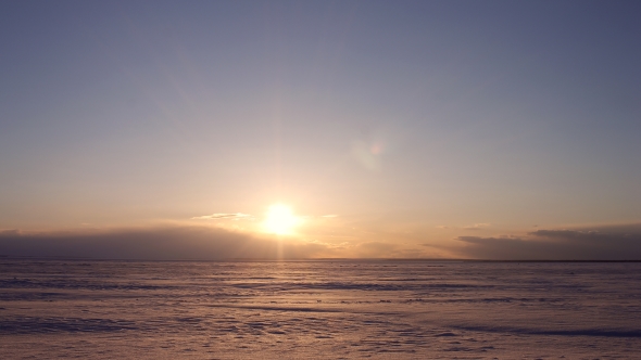   Beautiful Sunset On Arctic Alaska  Winter