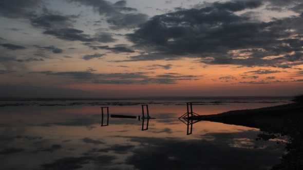 Beautiful Abstract  After Sunset On The River Bank