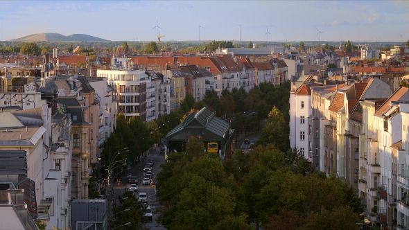 Berlin Panorama Evening of Schönhauser Allee Crossing alt