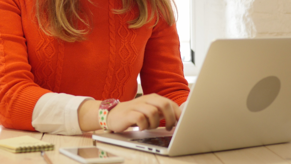 Female Hands Typing on Laptop alt