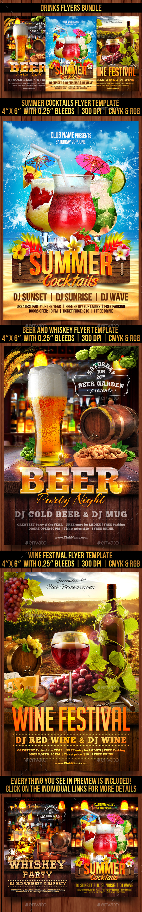 Drinks Flyers Bundle - Events Flyers
