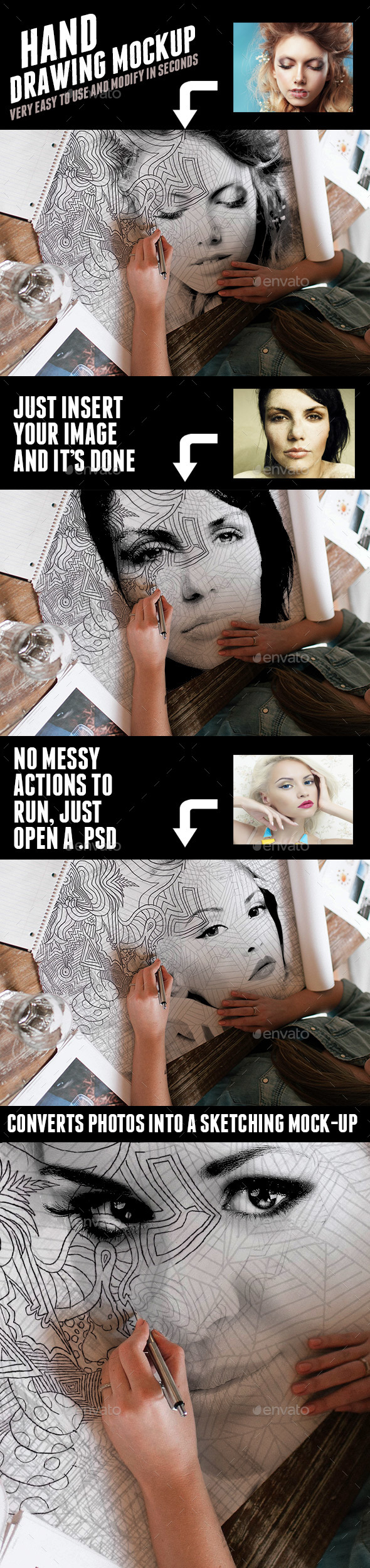 Hand Drawing Mock-up Scene - Artistic Photo Templates