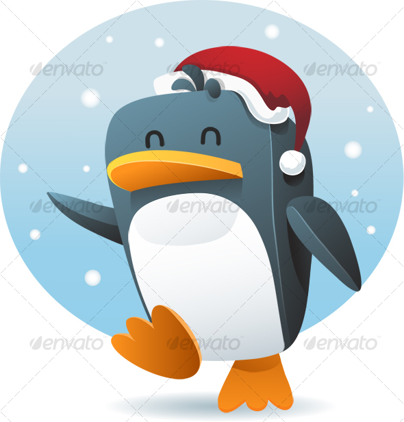 Penguin with santa hat - Animals Illustrations