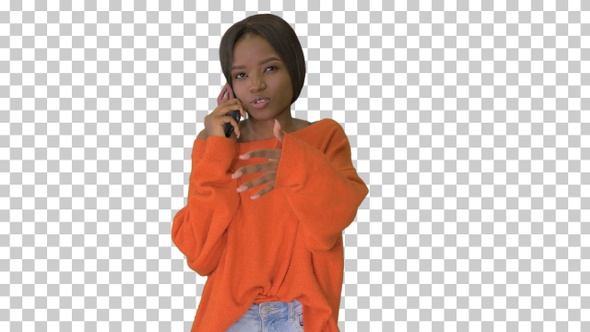 Emotional african american woman in bright, Alpha Channel alt