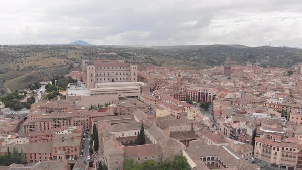 Aerial view to Toledo Cathedral and the city, Toledo, Spain alt