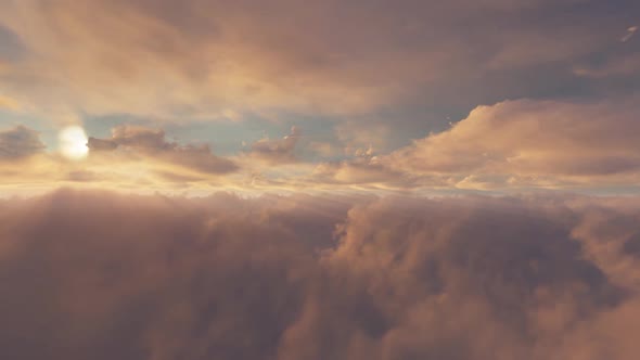 Fly Above Sunset Clouds Loopable