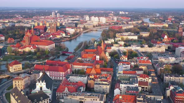 View From the Height on the Historic City Center and the Odra River alt