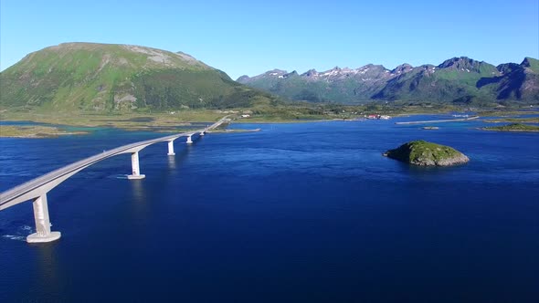 Gimsoystraumen bridge on Lofoten islands in Norway