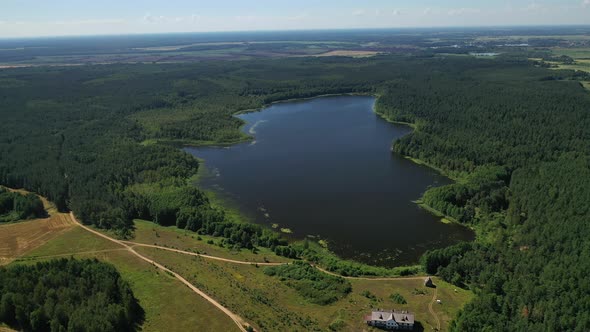 Top View of the Lake Bolta in the Forest in the Braslav Lakes National Park the Most Beautiful alt