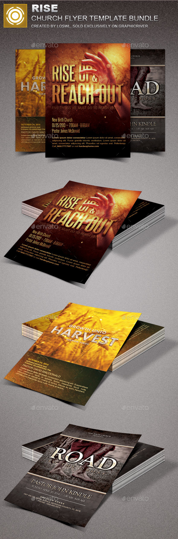 Rise Church Marketing Flyer Template Bundle - Church Flyers