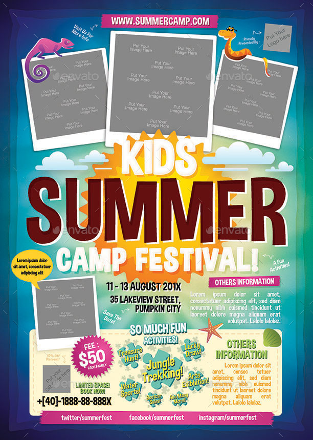 Kids Summer Camp Flyer by shamcanggih | GraphicRiver