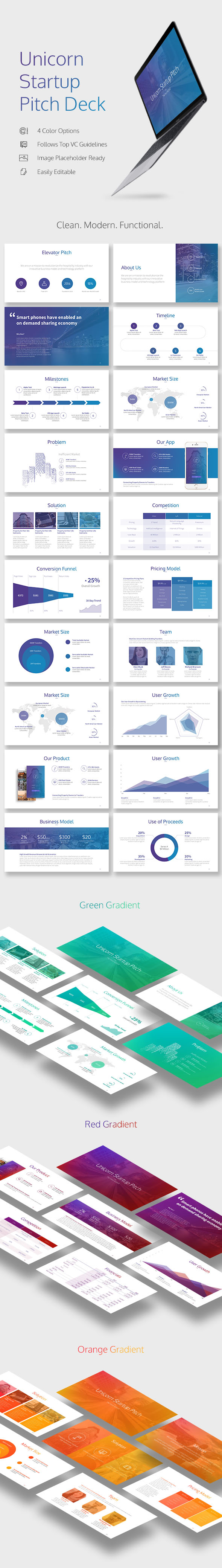 Unicorn Startup Pitch Deck - Pitch Deck PowerPoint Templates