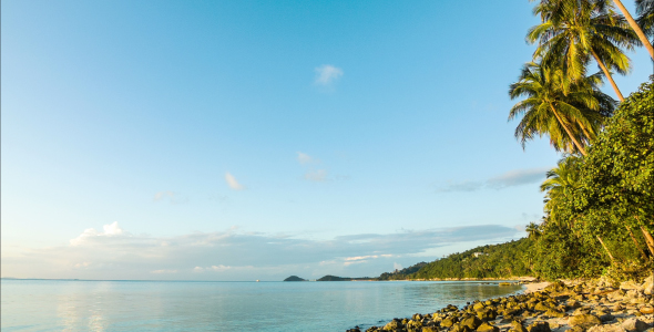 Wild Beach With Rocks At Sunset alt