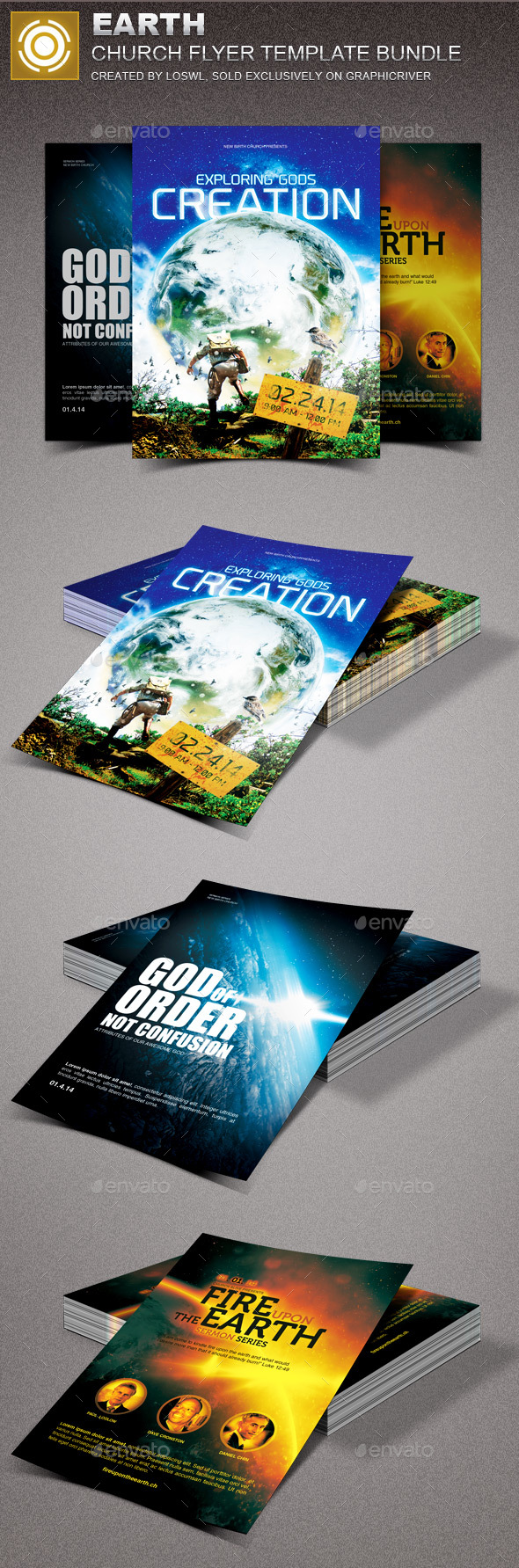 Earth Church Marketing Flyer Template Bundle - Church Flyers