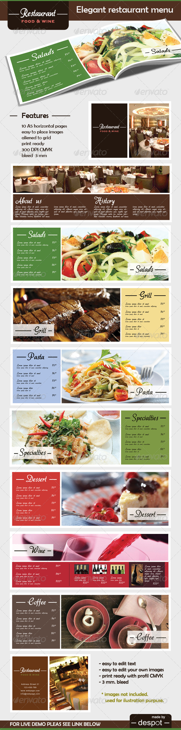 Elegant Restaurant Menu - Food Menus Print Templates