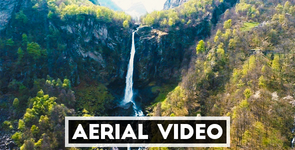 Aerial Video of a Tropical Waterfall in Southern Switzerland