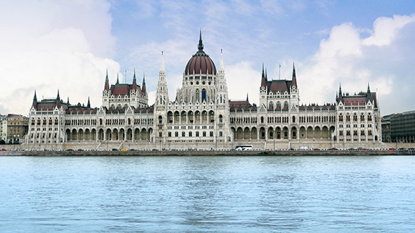 View of Hungarian Gothic Parliament, Budapest, Hungary