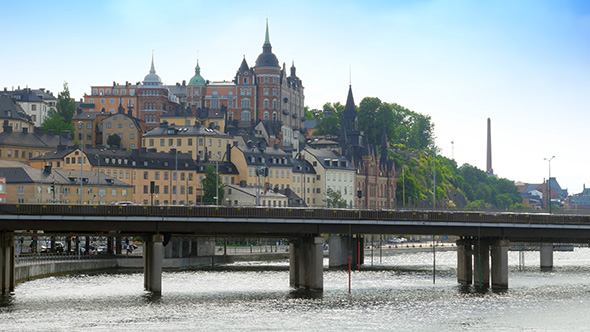 Stockholm Old City View with Metro Passing, Sweeden