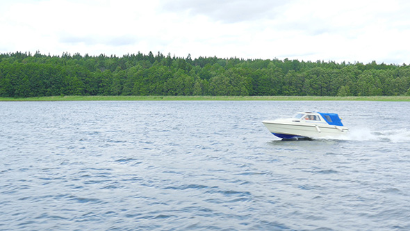 Speed Boat going on Scandianvian Waters near Stockholm, Sweden