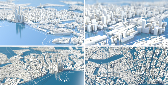 Camera Flight Over 3D City