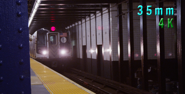 Subway Train Arrives at Platform in Manhattan New York 02