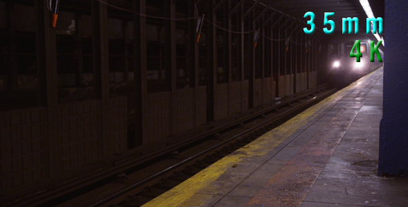 Subway Train Arrives at Platform in Manhattan New York 06