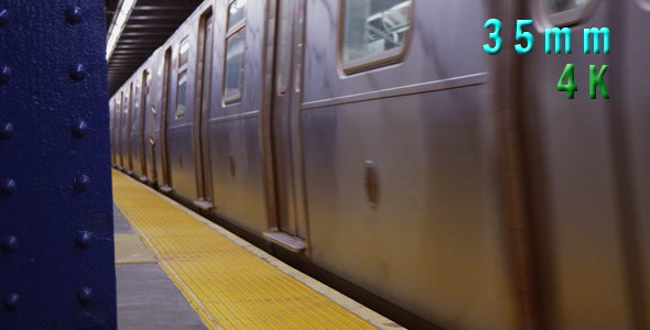 Subway Train Leaving at Platform in Manhattan New York 03