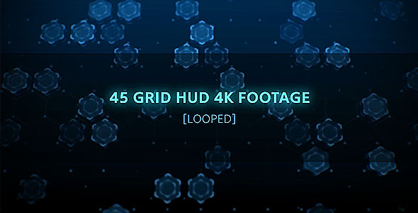45 Grid Hud Footages/ Interface HUD BG/ High Technology Background/ Data Center/ Business Promo Id