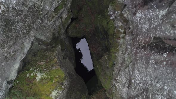 Top Down Drone Shot Flying Up in Ravine