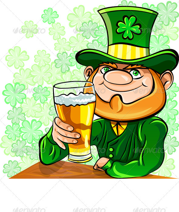 Vector St. Patrick's Day Leprechaun Drinks Beer - Seasons/Holidays Conceptual