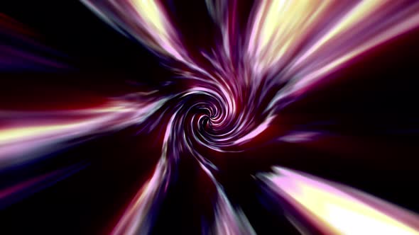 Abstract colorful energy spiral glowing hyperspace warp tunnel flying.