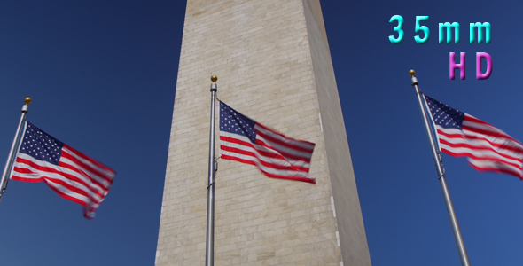Washington Monument With American Flags 16