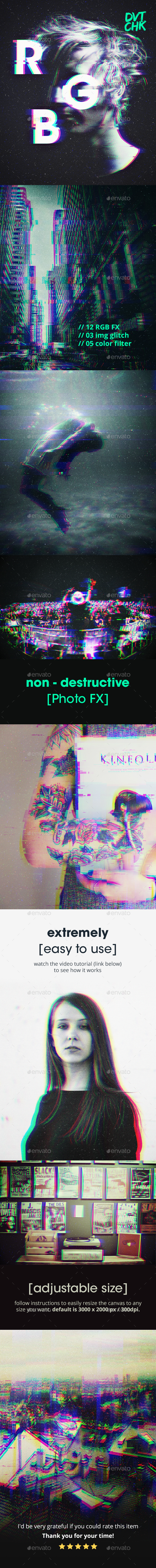 RGB / Glitch Photo FX - Tech / Futuristic Photo Templates