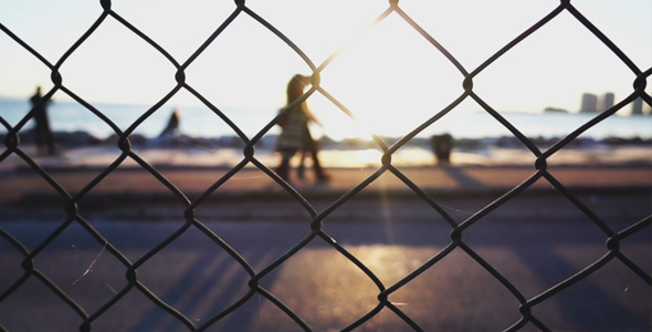 Seaside and People Behind the Metal Fence 4, Stock Footage | VideoHive