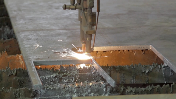 Plasma Cutting Machine On a Factory 