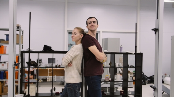 Young Couple Come To Make a 3D Scan Of Their Own In Research Lab