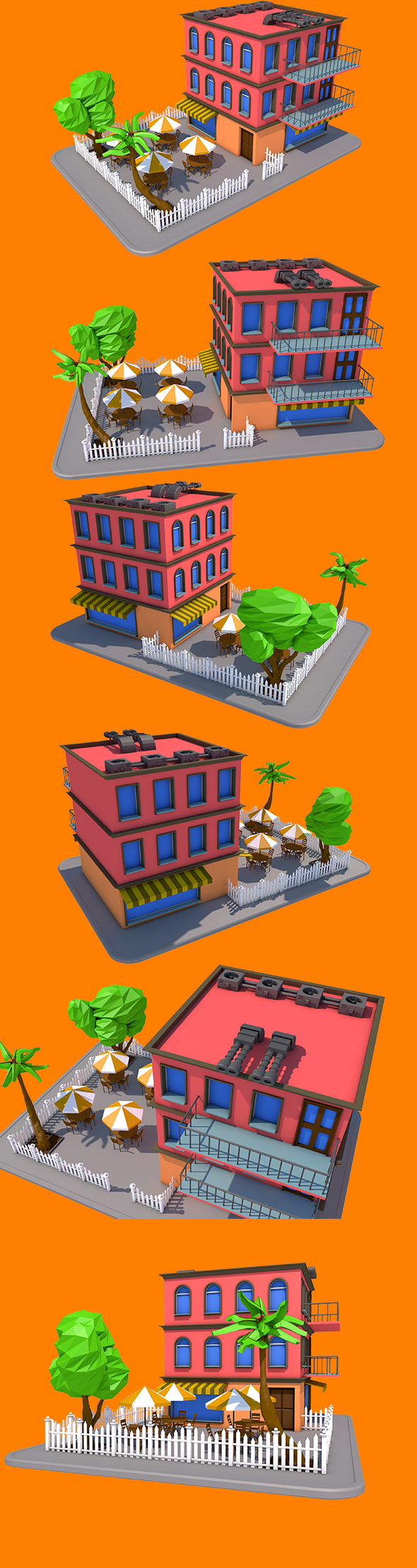 Low Poly Cafe - 3Docean 16013758