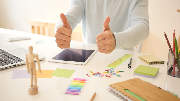Young Man Doing Thumbs-up , Success alt