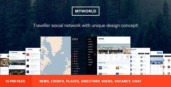 My World – Multipurpose Geolocation Directory & Events PSD Template - Miscellaneous PSD Templates