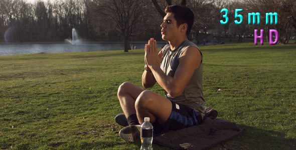 Yoga Meditation Young Man and Lotus Position 09