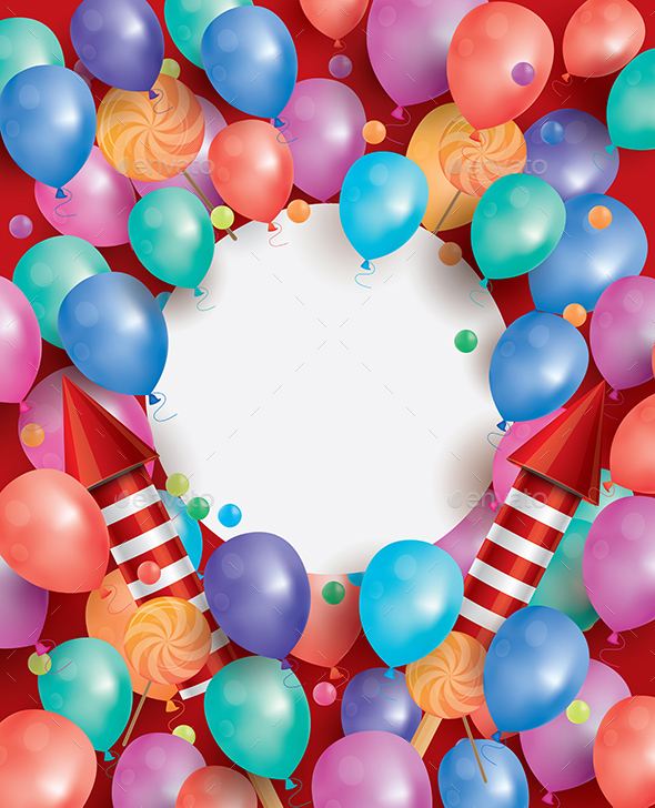 Happy Birthday Card with Flying Balloons