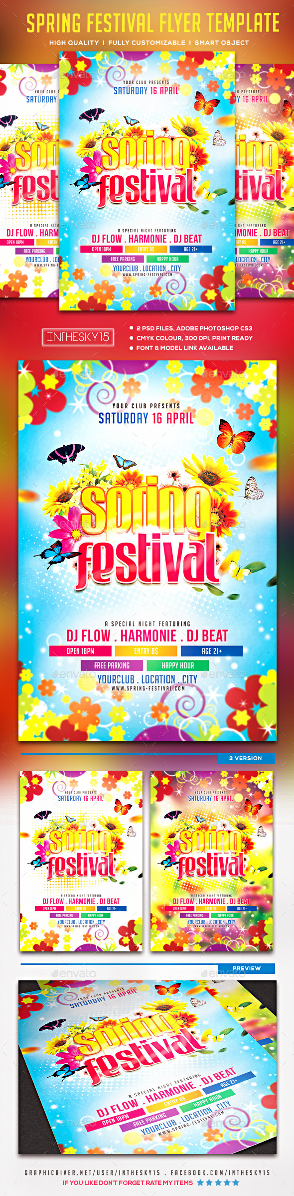 Spring Festival Flyer Template - Clubs & Parties Events