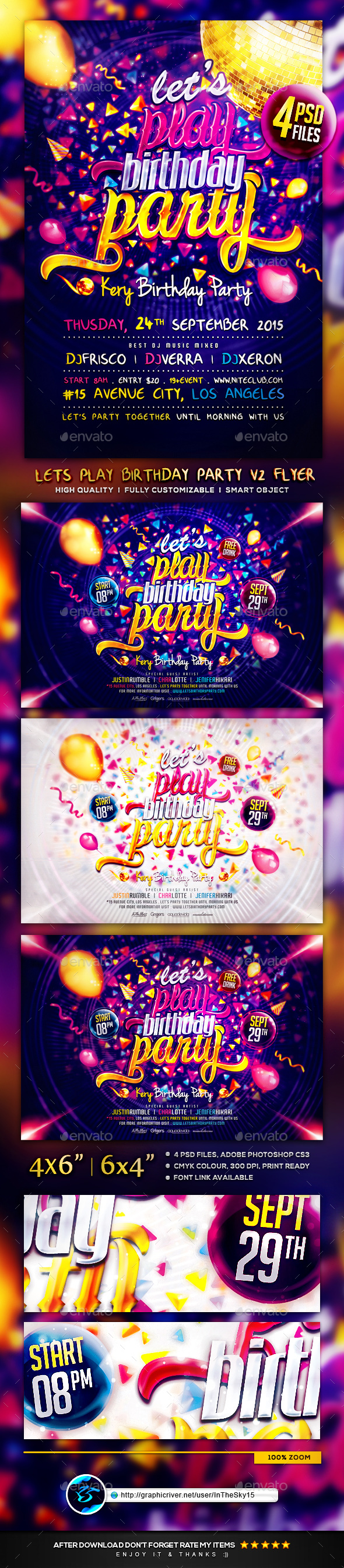 Lets Play Birthday Party V2 Flyer Template - Flyers Print Templates